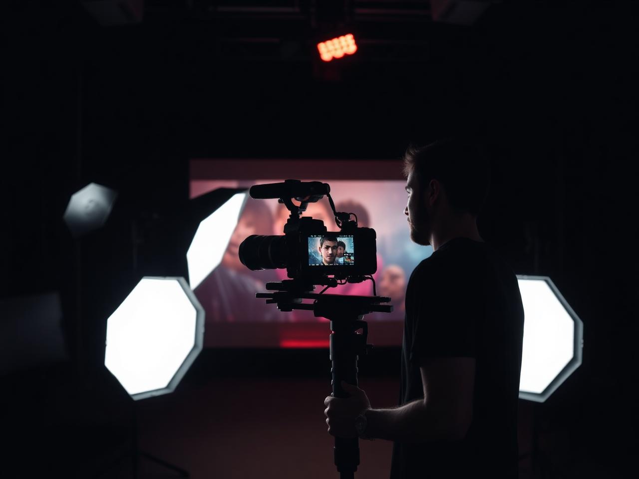 Produção de vídeo publicitário profissional em estúdio